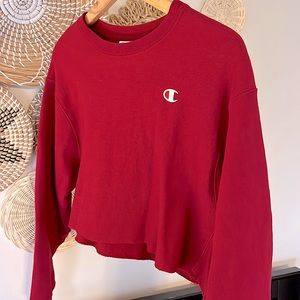 Champion Cranberry Cropped Reverse Weave Crewneck Sweatshirt size M